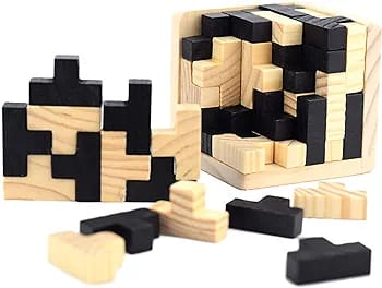 Wooden IQ Brain Teaser Puzzle Cube - 689 - Default Title - Odeez | Educational Toys Pakistan 