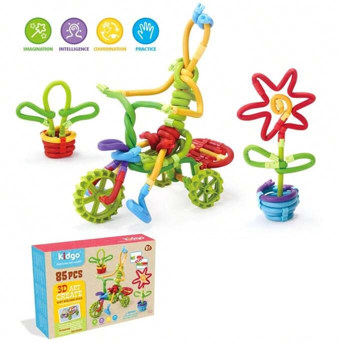 3D Art Creative Soft Twister Rods Building Stick - 85 pieces - Default Title - Odeez | Educational Toys Pakistan 