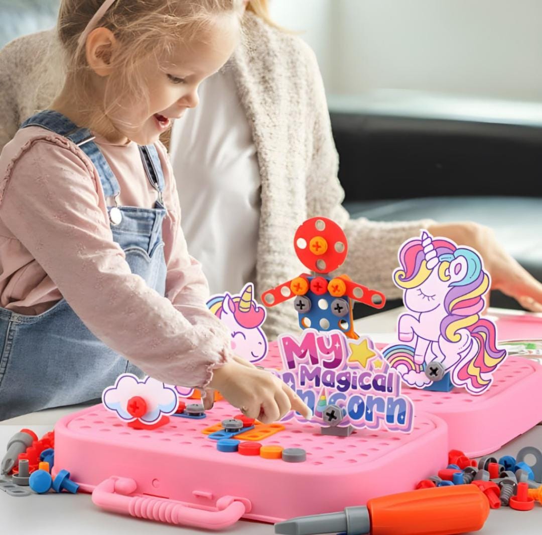 DIY Unicorn 5in1 3D Electric Drill Screw Creative Kit - 56A - Default Title - Odeez | Educational Toys Pakistan 