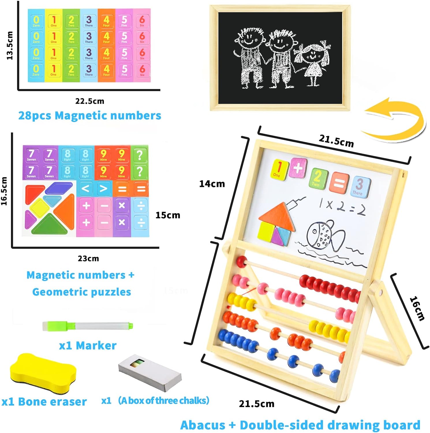 3in1 Montessori Numeric Abacus Learning Board with Marker - Default Title - Odeez | Educational Toys Pakistan 