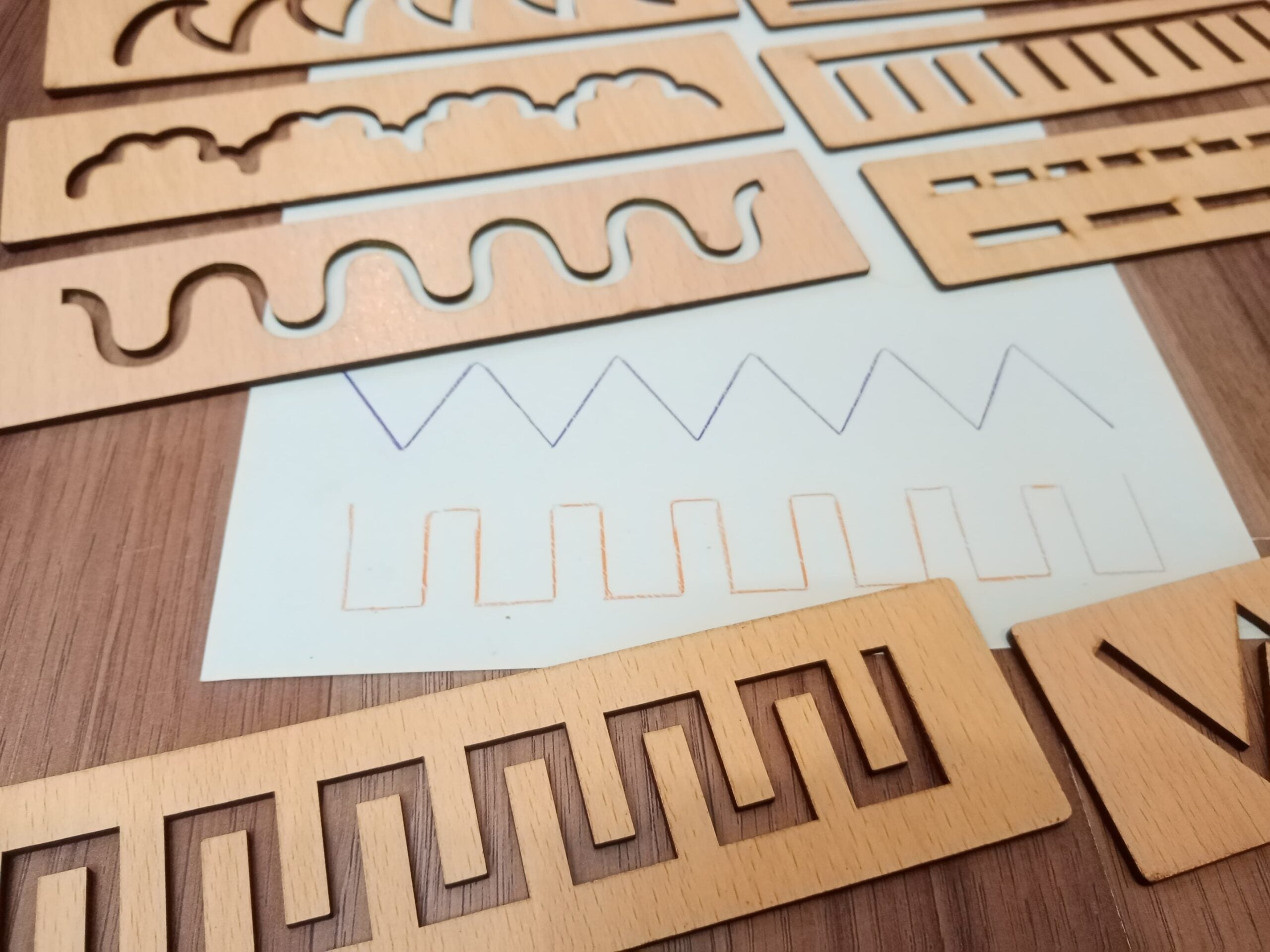 Wooden Montessori Pattern Stencil Set - 6 Scales - Default Title - Odeez | Educational Toys Pakistan 