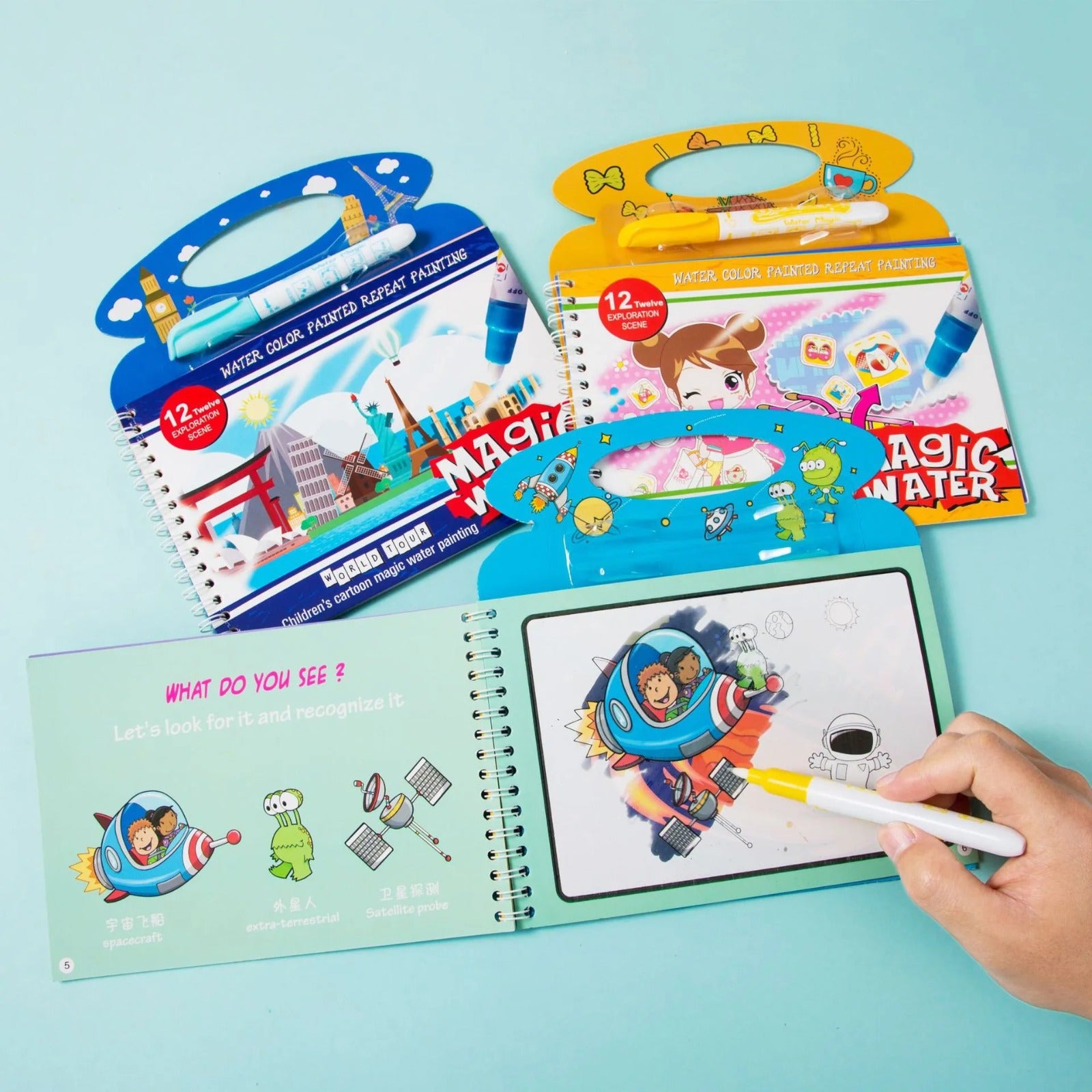 Water Magic Doodle Colorful Book with Handle - Random Designs - Default Title - Odeez | Educational Toys Pakistan 