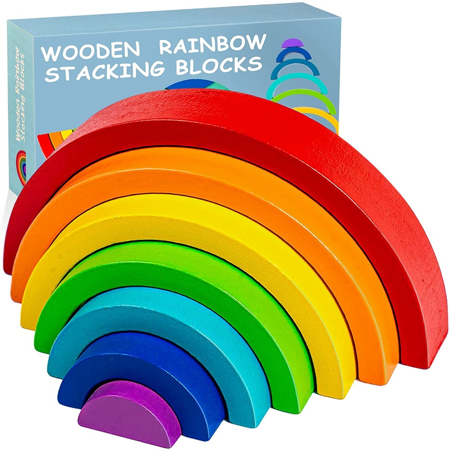 Wooden Small Rainbow Stacking Blocks - 7 Pieces - 941 - Default Title - Odeez | Educational Toys Pakistan 