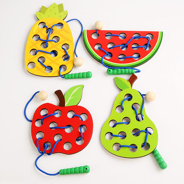 4 in 1 Wooden Fruits Threading Kit - 242 - Default Title - Odeez | Educational Toys Pakistan 