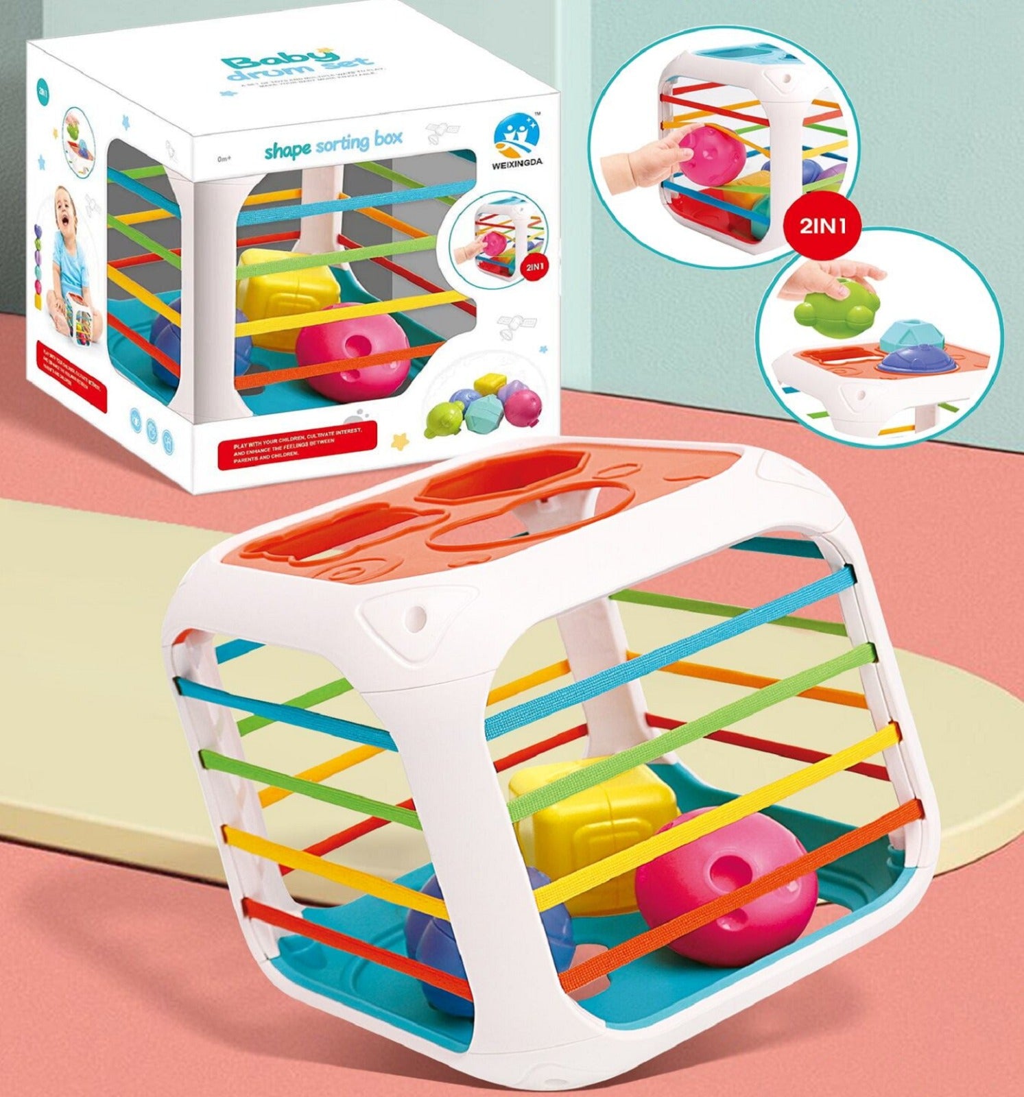 2 in 1 Shape Stacking and Sorting Box - 899 - Default Title - Odeez | Educational Toys Pakistan 