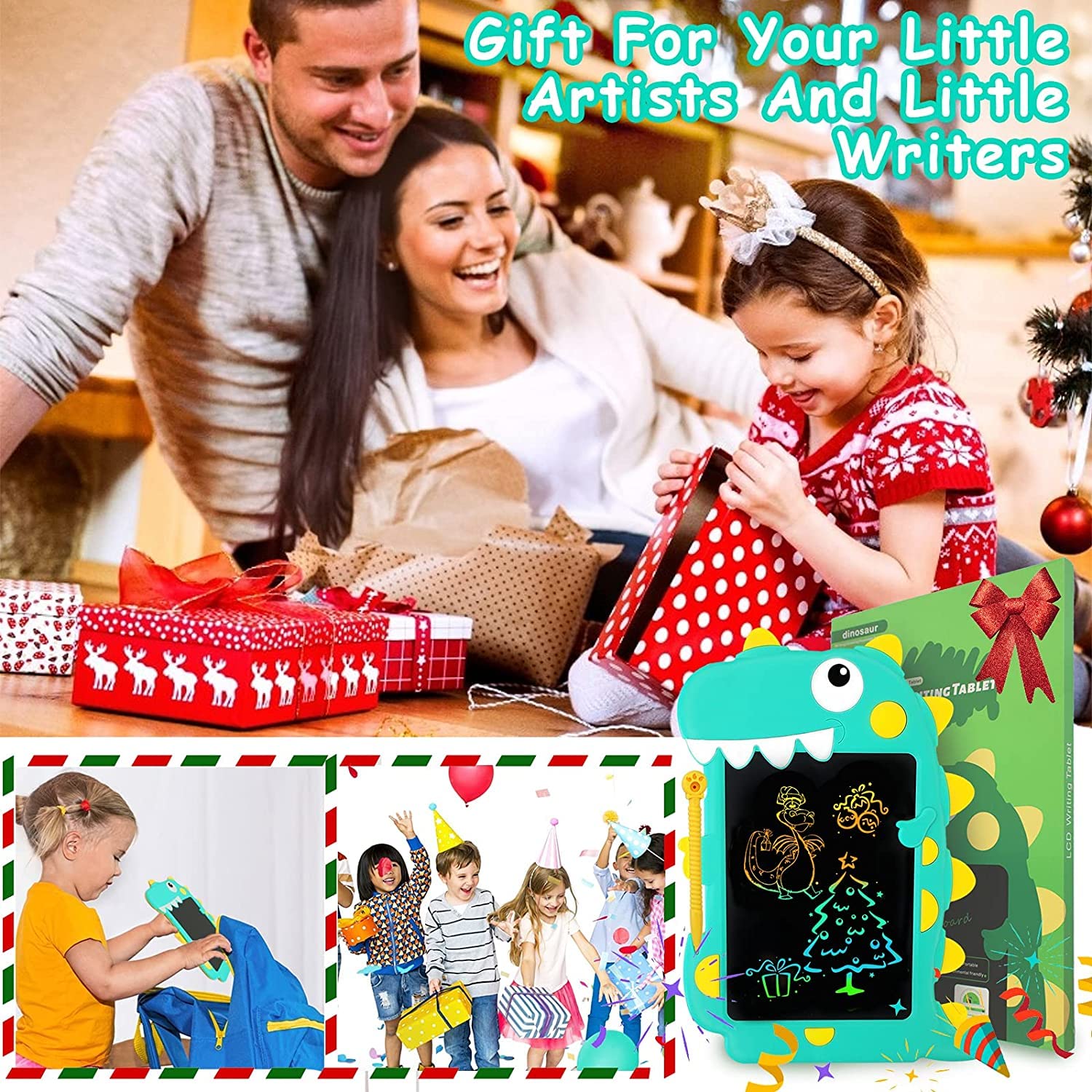 Multicolor Dinosaur Writing Tablet for Kids 8.5 inches - Random Color - Default Title - Odeez | Educational Toys Pakistan 