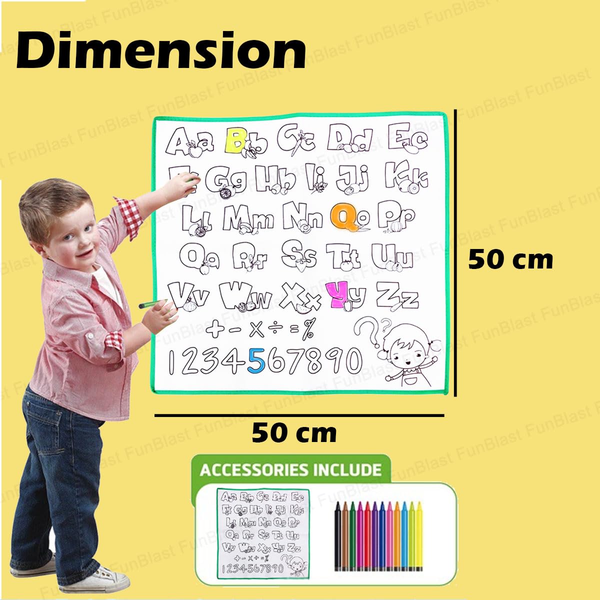 DIY Alphabet and Number Washable Coloring Mat - 57E - Default Title - Odeez | Educational Toys Pakistan 