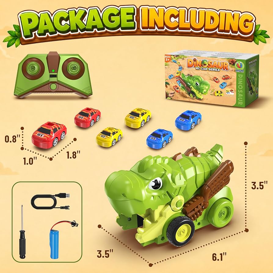 RC Dinosaur Eating Car Mini Magnetic Cars 6 pieces - 106