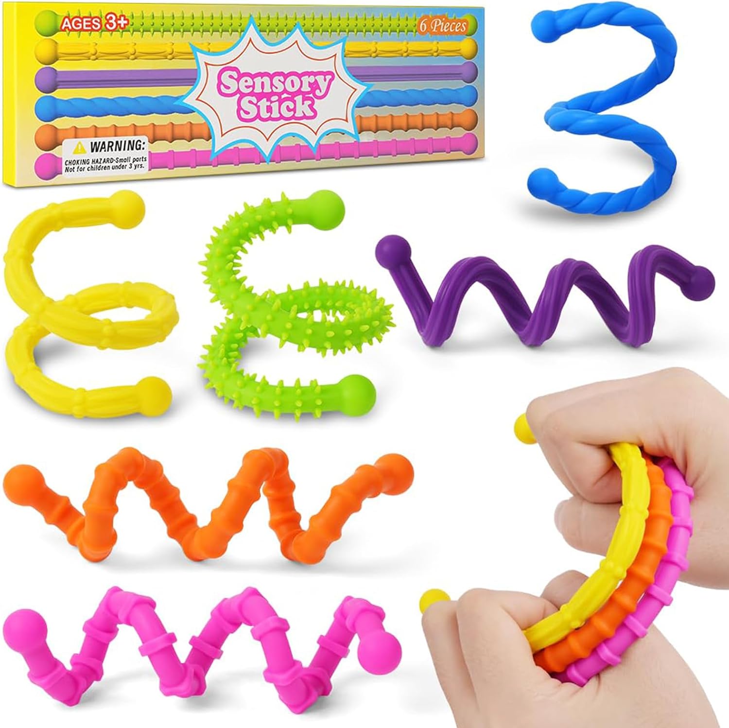 Silicone Sensory Sticks with Reversible Textures 6 piece - 255