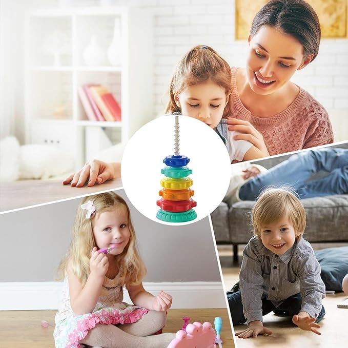 Colour Tower Stacking Toy Rotating Ring Puzzle for Kids - 688