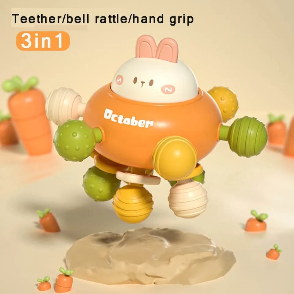 3in1 Silicone Baby Teether Hand Grip Sensory Toy - 001 - Default Title - Odeez | Educational Toys Pakistan 