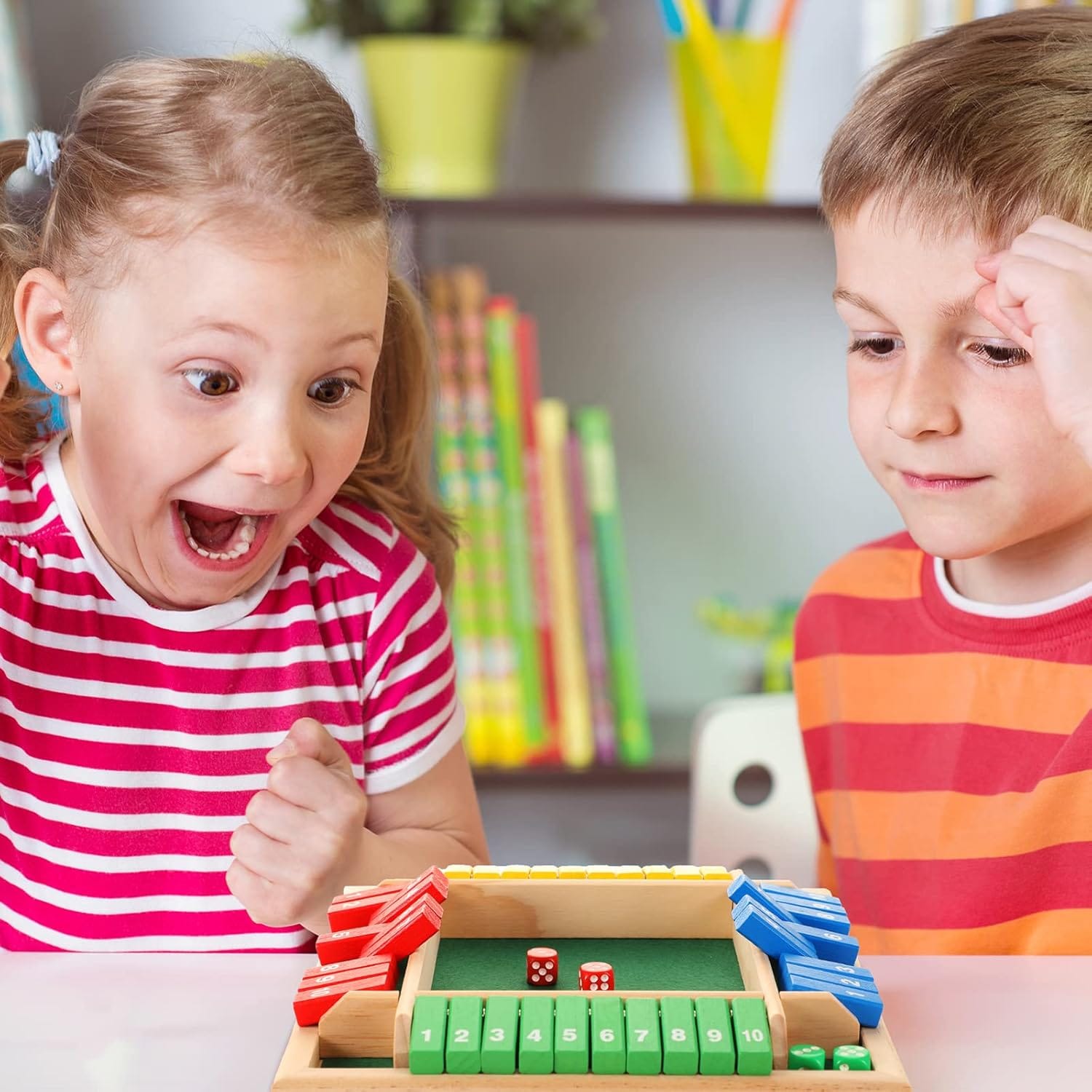 Colorful Wooden Dice Number Game for Family - 748