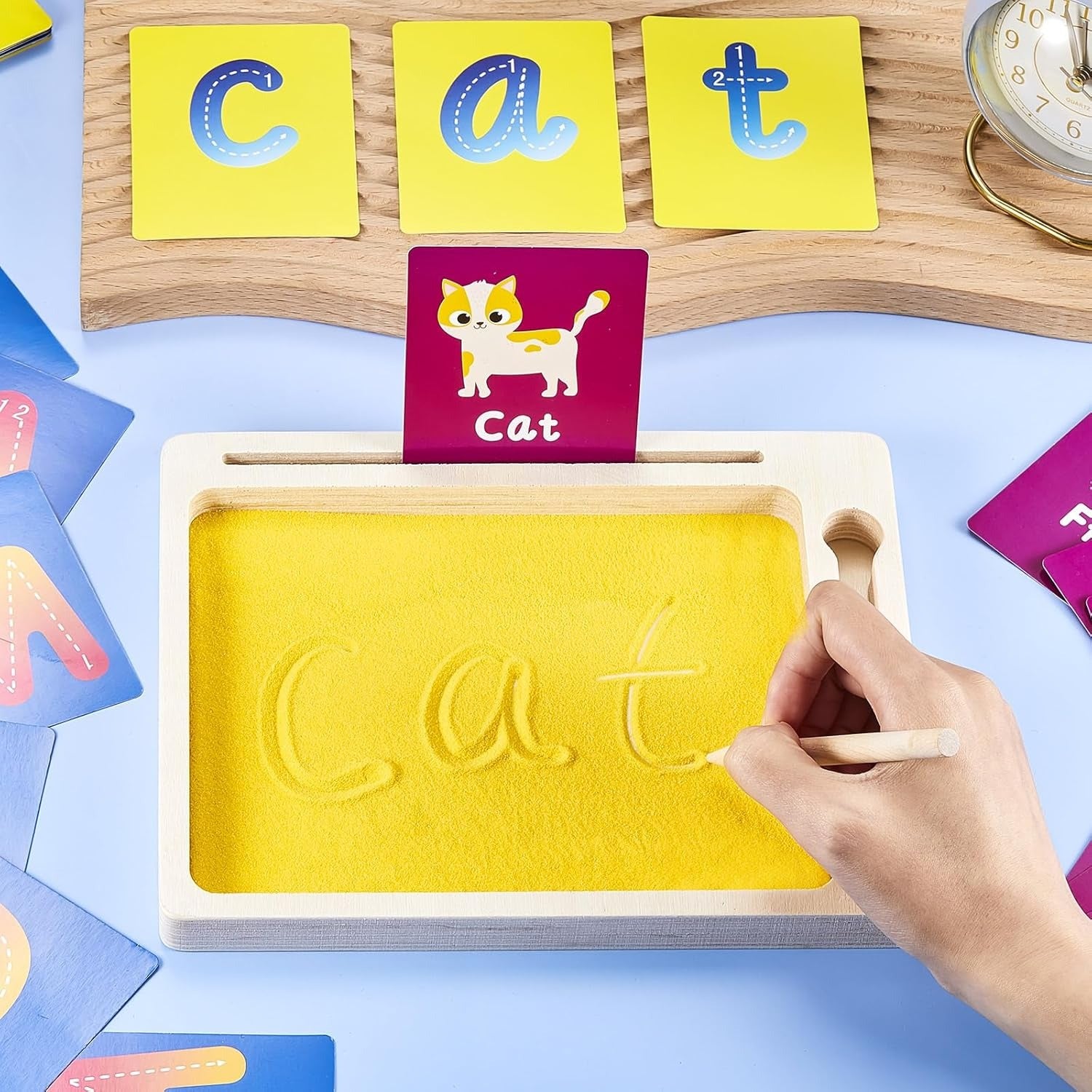 Montessori Wooden Sand Tray Tracing Preschool Kit - 138 - Default Title - Odeez | Educational Toys Pakistan 