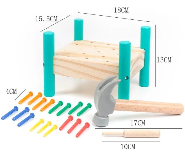 Interactive Nailing Wooden Table Activity Hammering Bench - 603 - Default Title - Odeez | Educational Toys Pakistan 