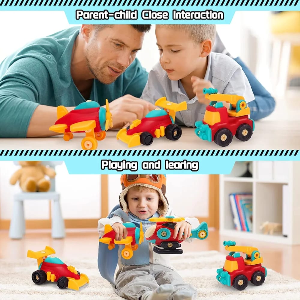 Set of 2 DIY Assemble Vehicle Playset Random Vehicle - 82G - Default Title - Odeez | Educational Toys Pakistan 