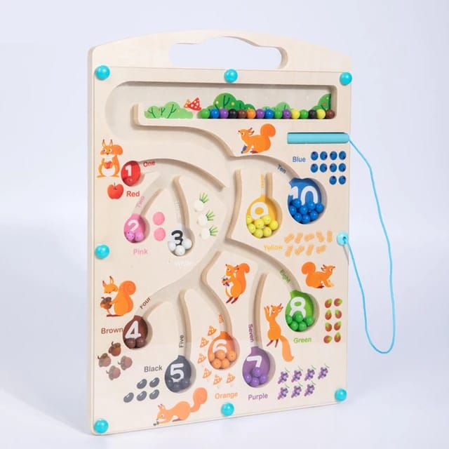 Wooden Magnetic Color and Number Maze Board - 018 - Default Title - Odeez | Educational Toys Pakistan 
