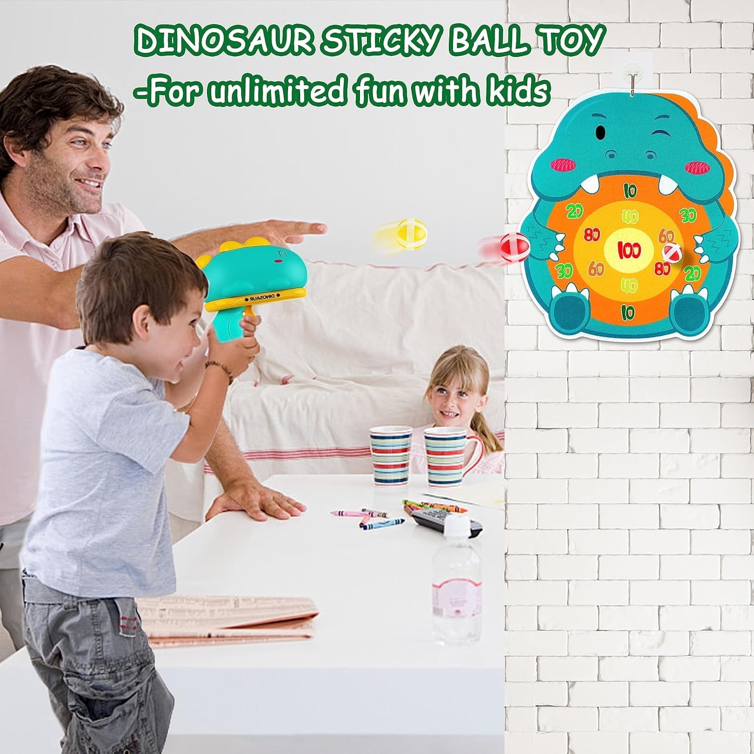 Dinosaur Sticky Ball Dart Board Target Shooting Game - 681 - Default Title - Odeez | Educational Toys Pakistan 
