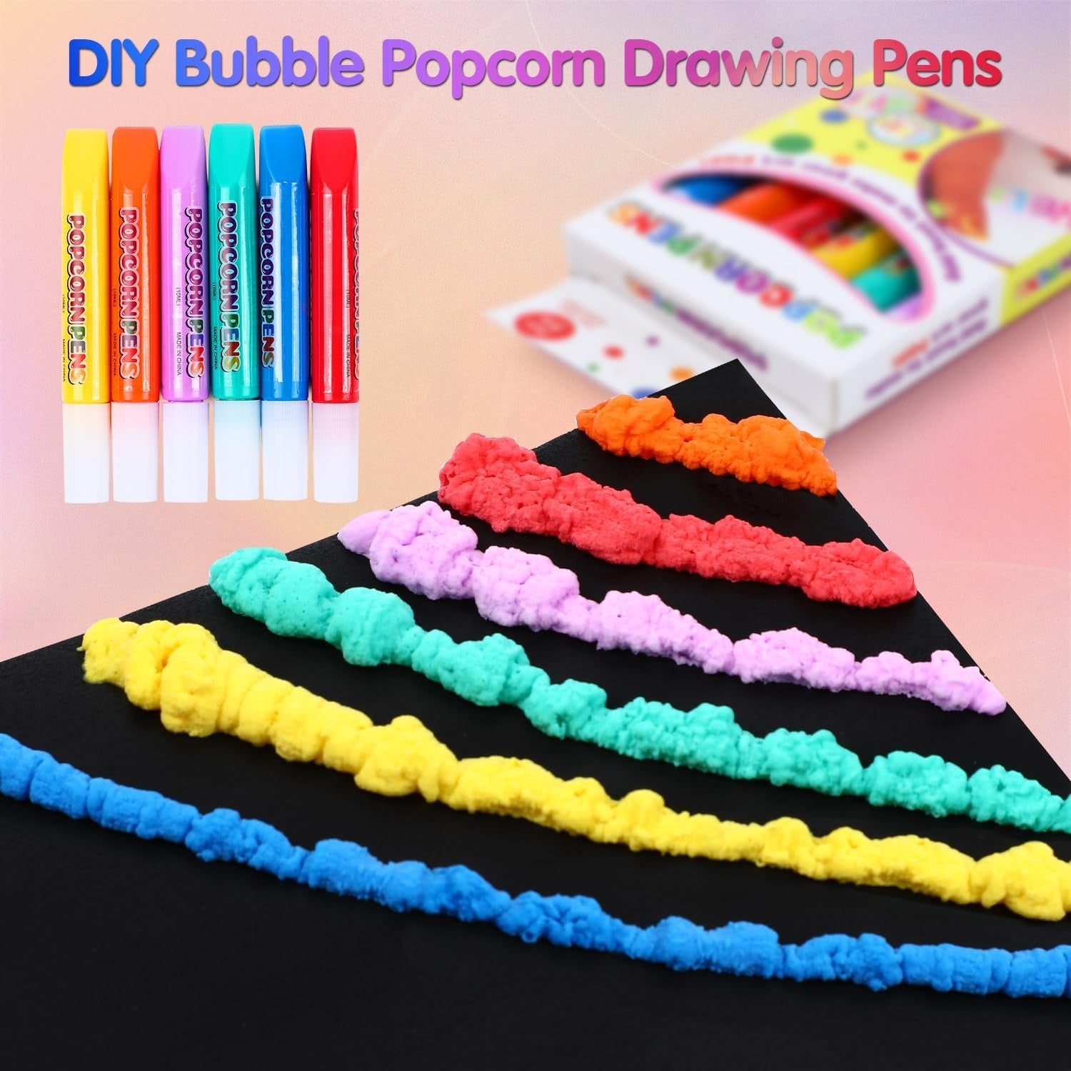 DIY 3D Art Bubble Popcorn Drawing Pens - 6 pieces - Default Title - Odeez | Educational Toys Pakistan 