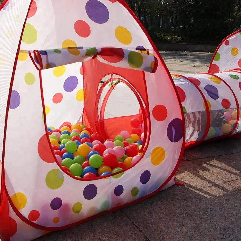 3in1 Kids Pop Up Play Tent House with Tunnel and Ball Pit - 001