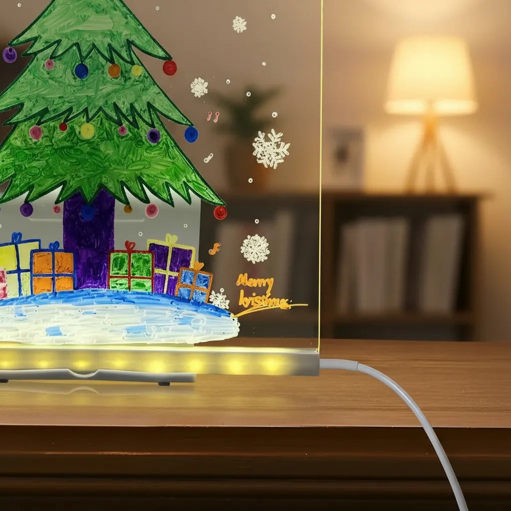 Acrylic LED Drawing Board With Colorful Light and 7 Neon Pens - 020
