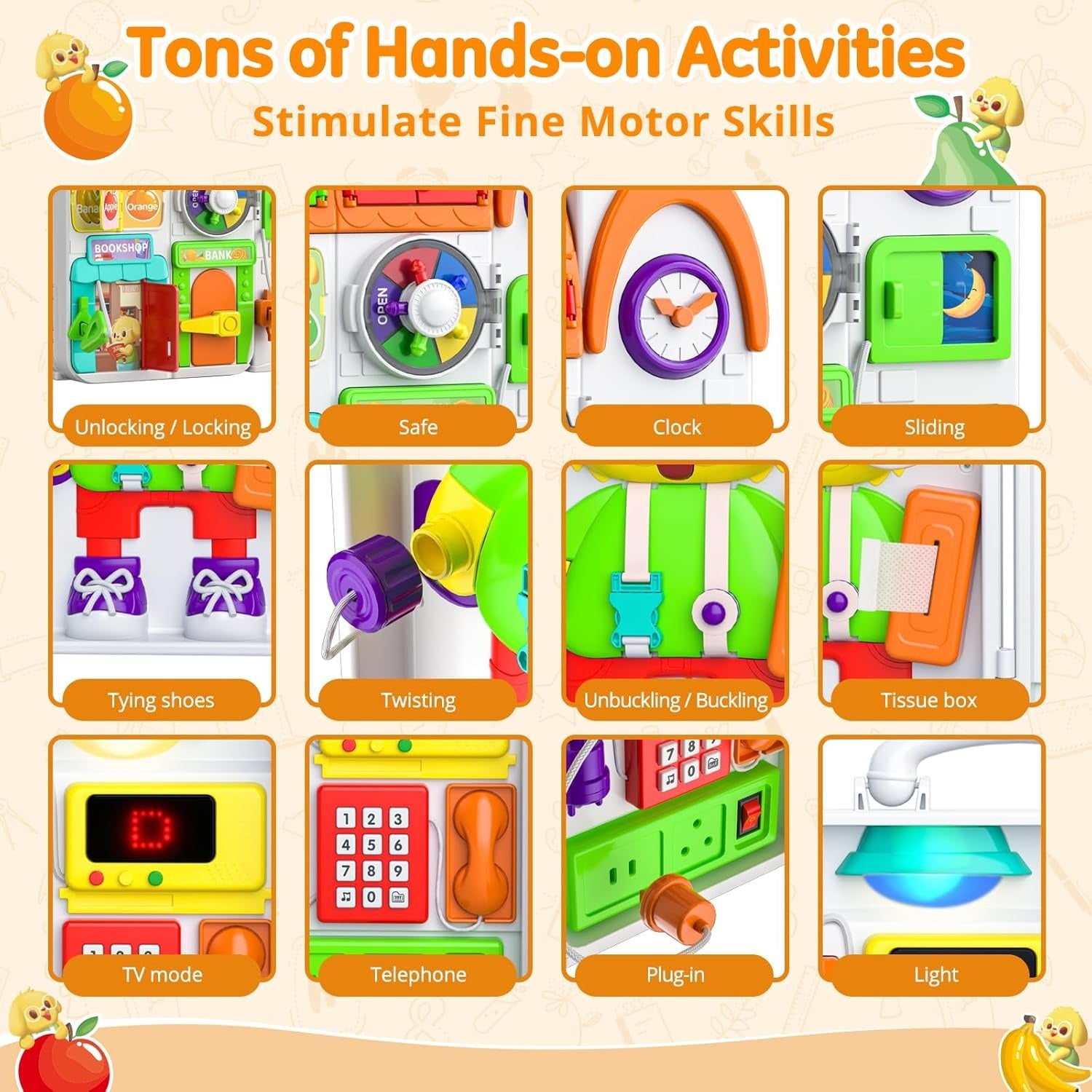 Montessori Sensory Multiple Activities Busy Board for Toddlers - 213