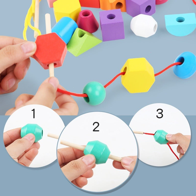 Five Column Sequencing Wooden Puzzle with Lacing - 111 - Default Title - Odeez | Educational Toys Pakistan 