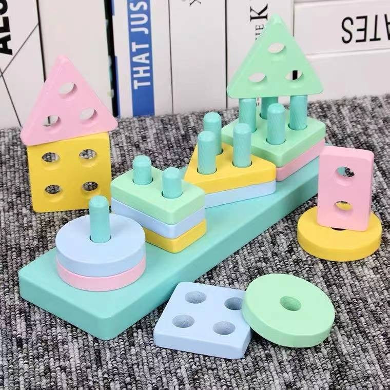 Wooden Four Columns Shape Sorting Kit - 738 - Default Title - Odeez | Educational Toys Pakistan 