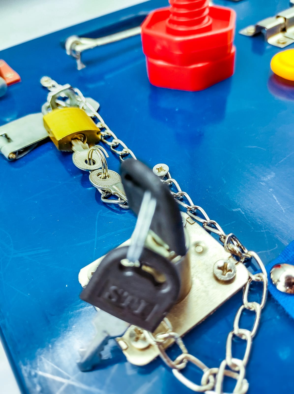 Busy Board - Montessori Activity Learning Wooden board - Yellow - Default Title - Odeez | Educational Toys Pakistan 