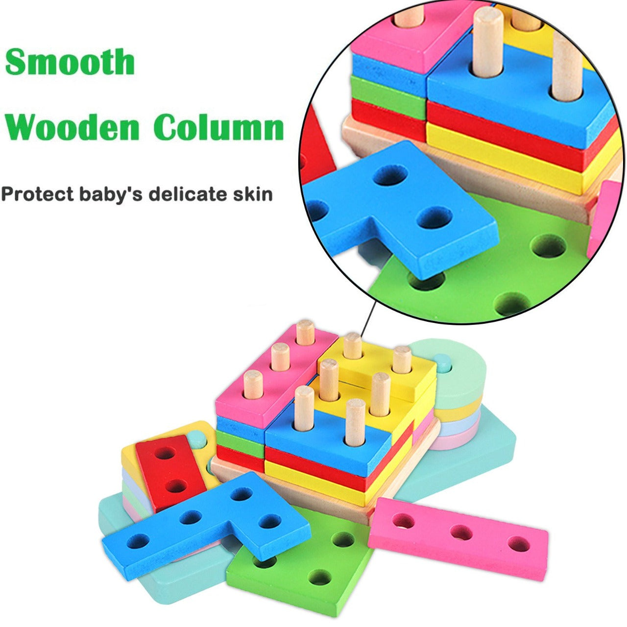 Colorful Wooden Russian Shape Columns Set - 836 - Default Title - Odeez | Educational Toys Pakistan 