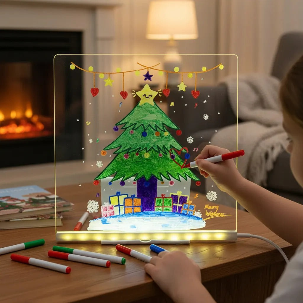 Acrylic LED Drawing Board With Colorful Light and 7 Neon Pens - 020
