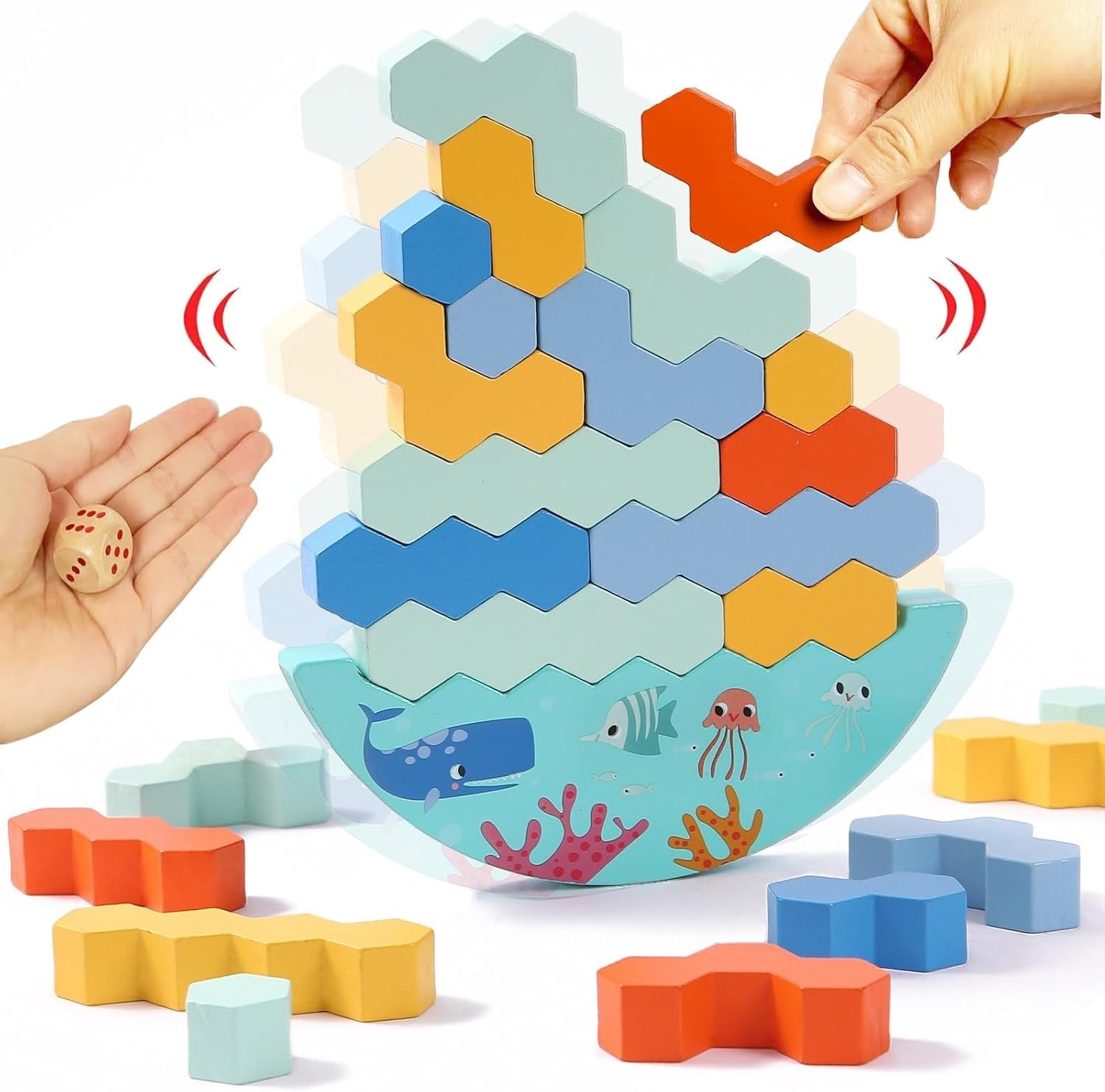 Dazmers Stacking Jenga Rainbow Wooden Blocks - 418