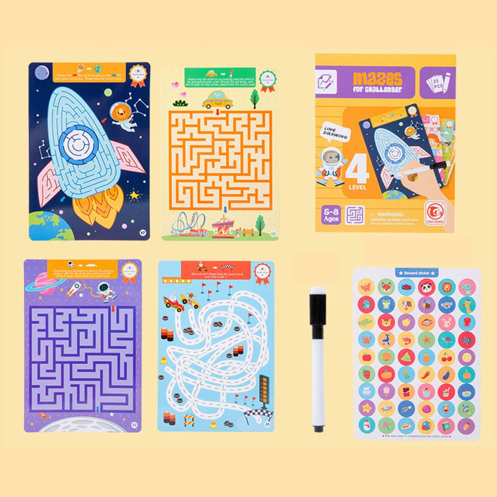 Reusable Maze Challenges with Stickers 25 Cards - 646 - Default Title - Odeez | Educational Toys Pakistan 