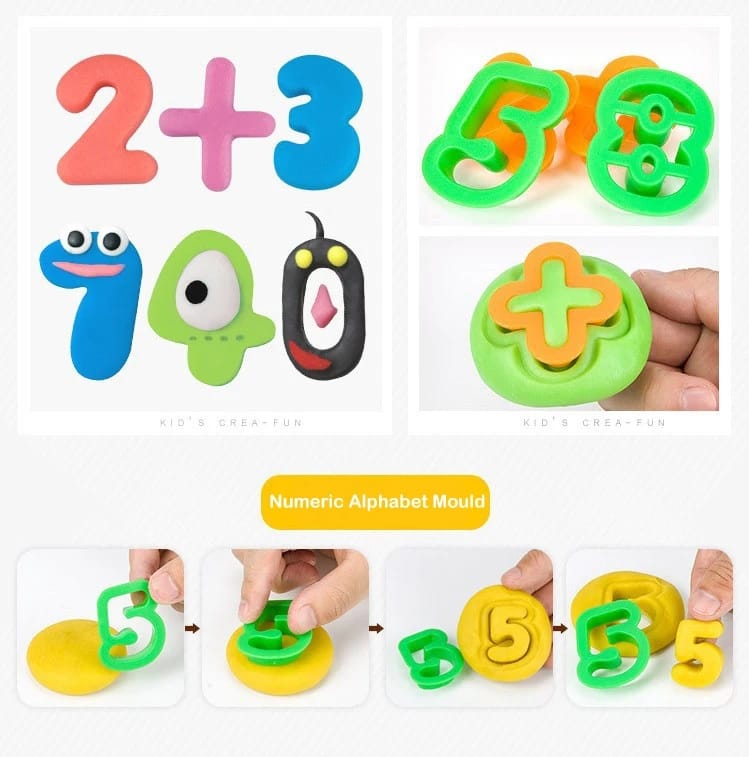 Alphabet and Numbers Funny Clay Play Dough Kit - 531 - Default Title - Odeez | Educational Toys Pakistan 