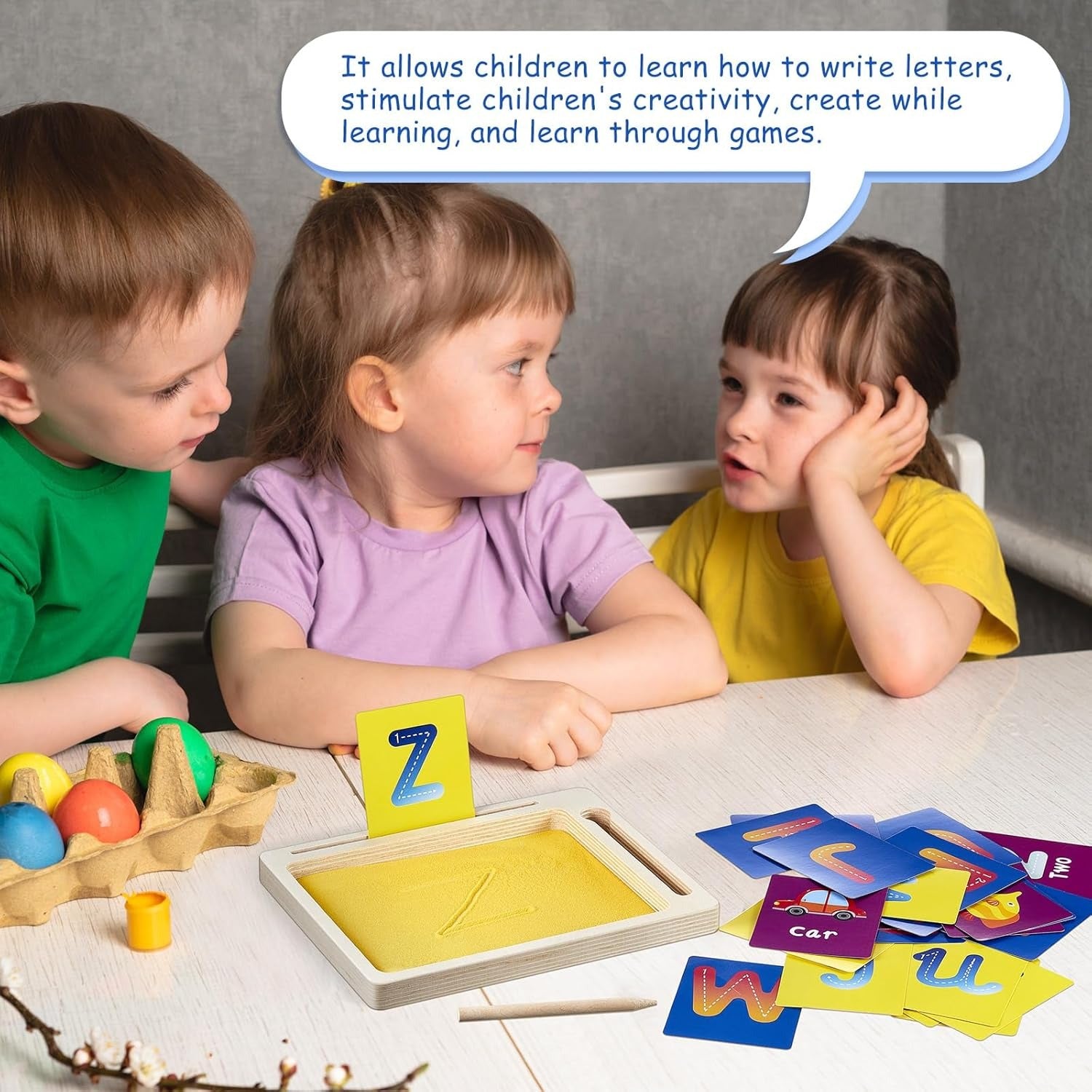 Montessori Wooden Sand Tray Tracing Preschool Kit - 138 - Default Title - Odeez | Educational Toys Pakistan 