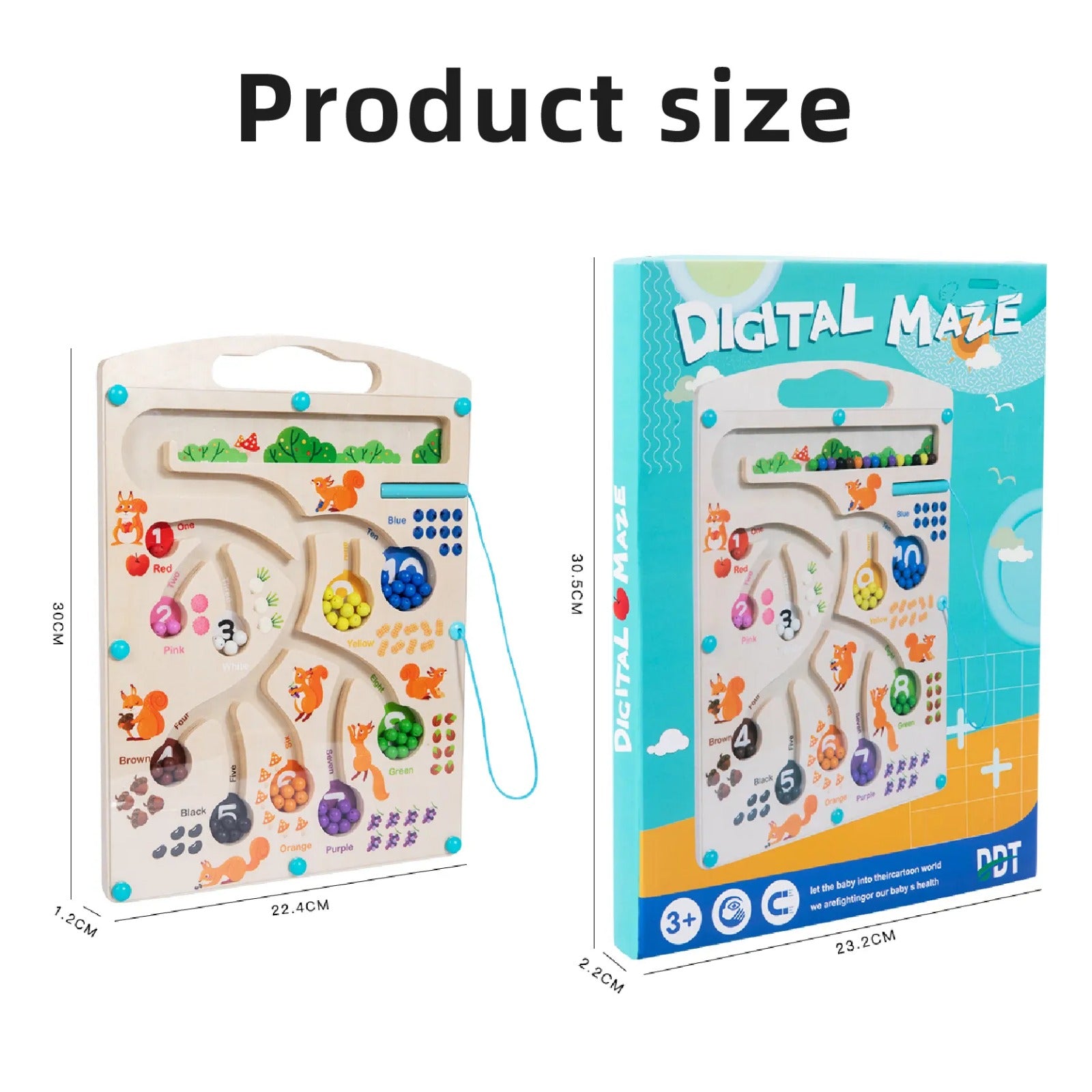 Wooden Magnetic Color and Number Maze Board - 018 - Default Title - Odeez | Educational Toys Pakistan 