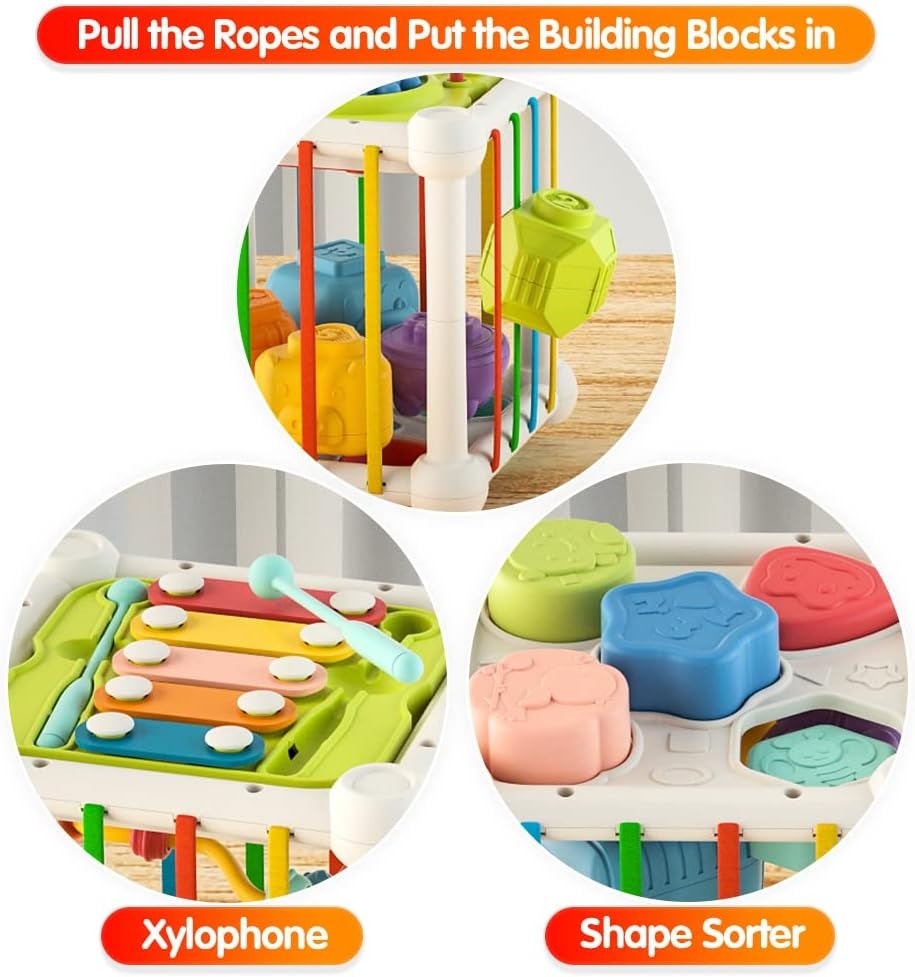 6in1 Baby Sensory Shape Sorting Activity Cube - 322 - Default Title - Odeez | Educational Toys Pakistan 