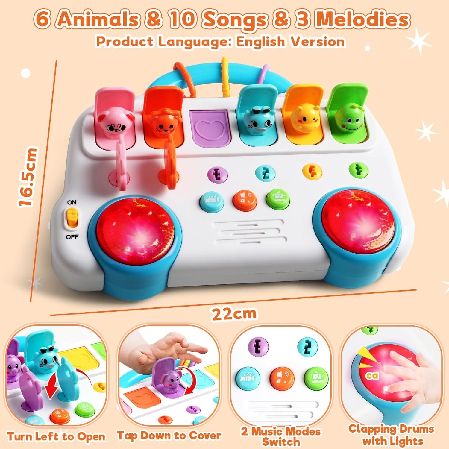Interactive Pop Up Animal Sound Color Recognition Key Set - 940