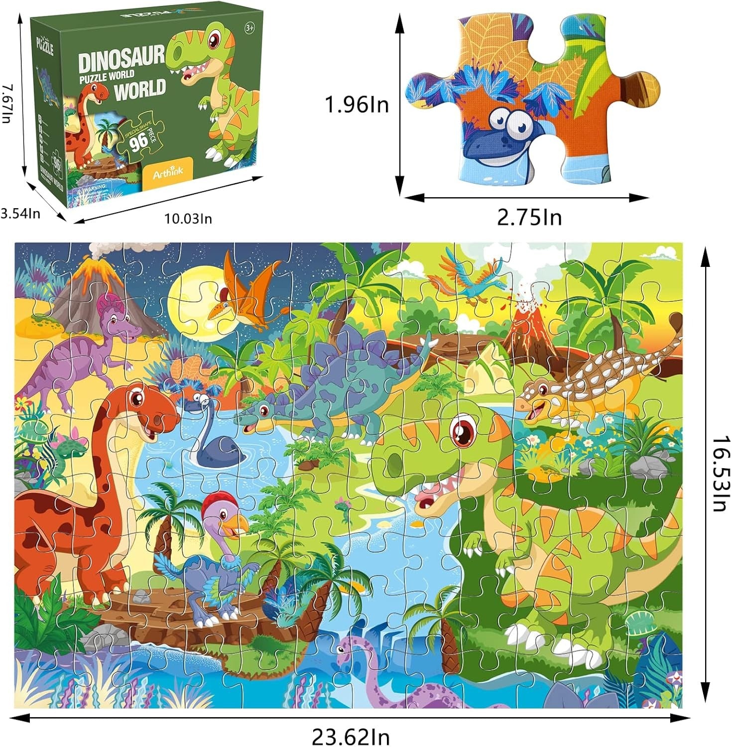 Underwater World, Space and Dinosaur Jigsaw Floor Puzzle - 96 pieces - Dinosaur-Space-Underwater - Odeez | Educational Toys Pakistan 