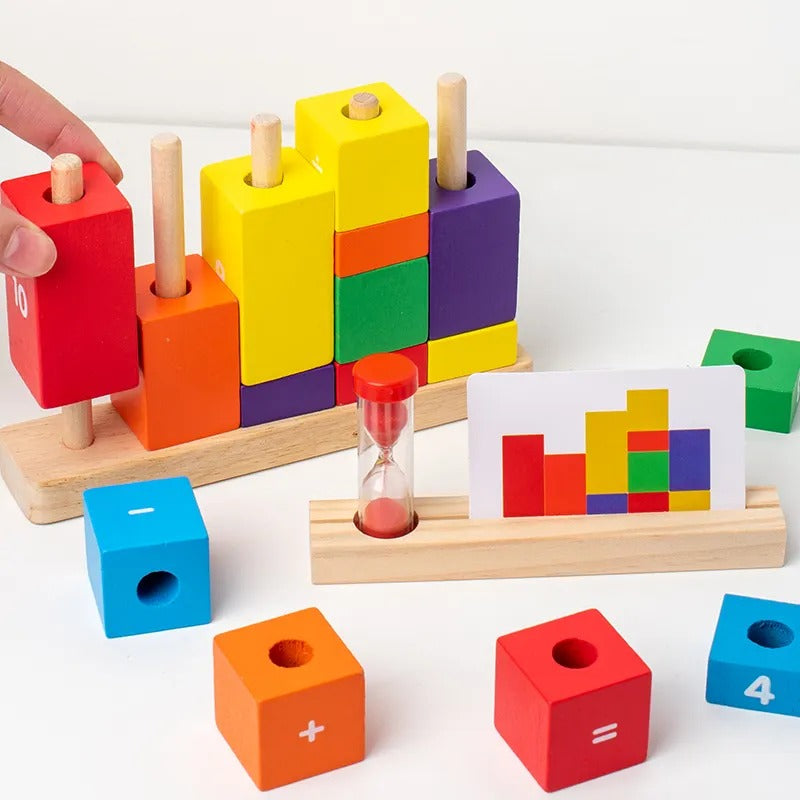 Wooden Math Learning Number Stacking Blocks - 068