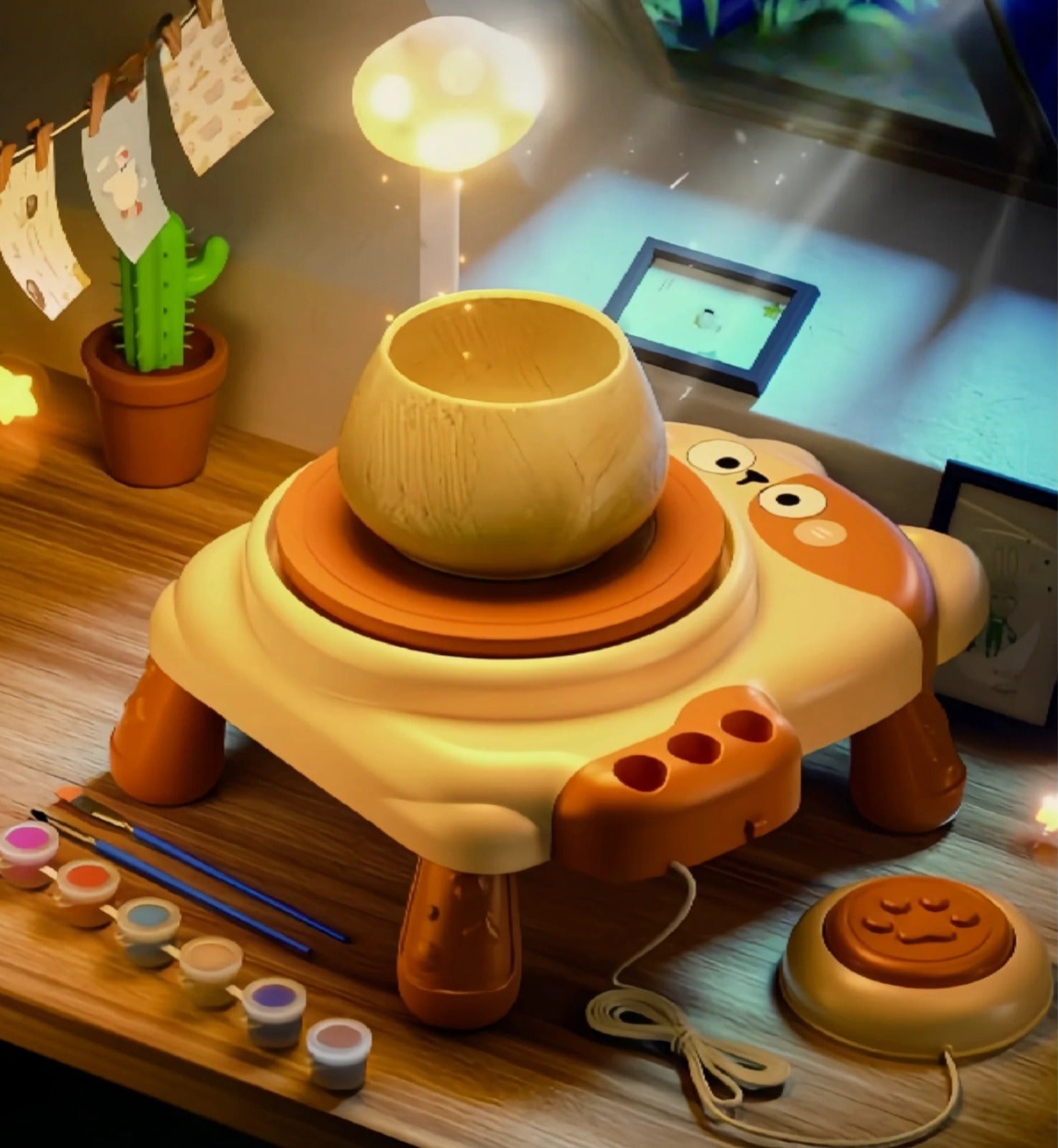 DIY Cat Electric Pottery Wheel Pretend Play Art Tool Kit - 03D