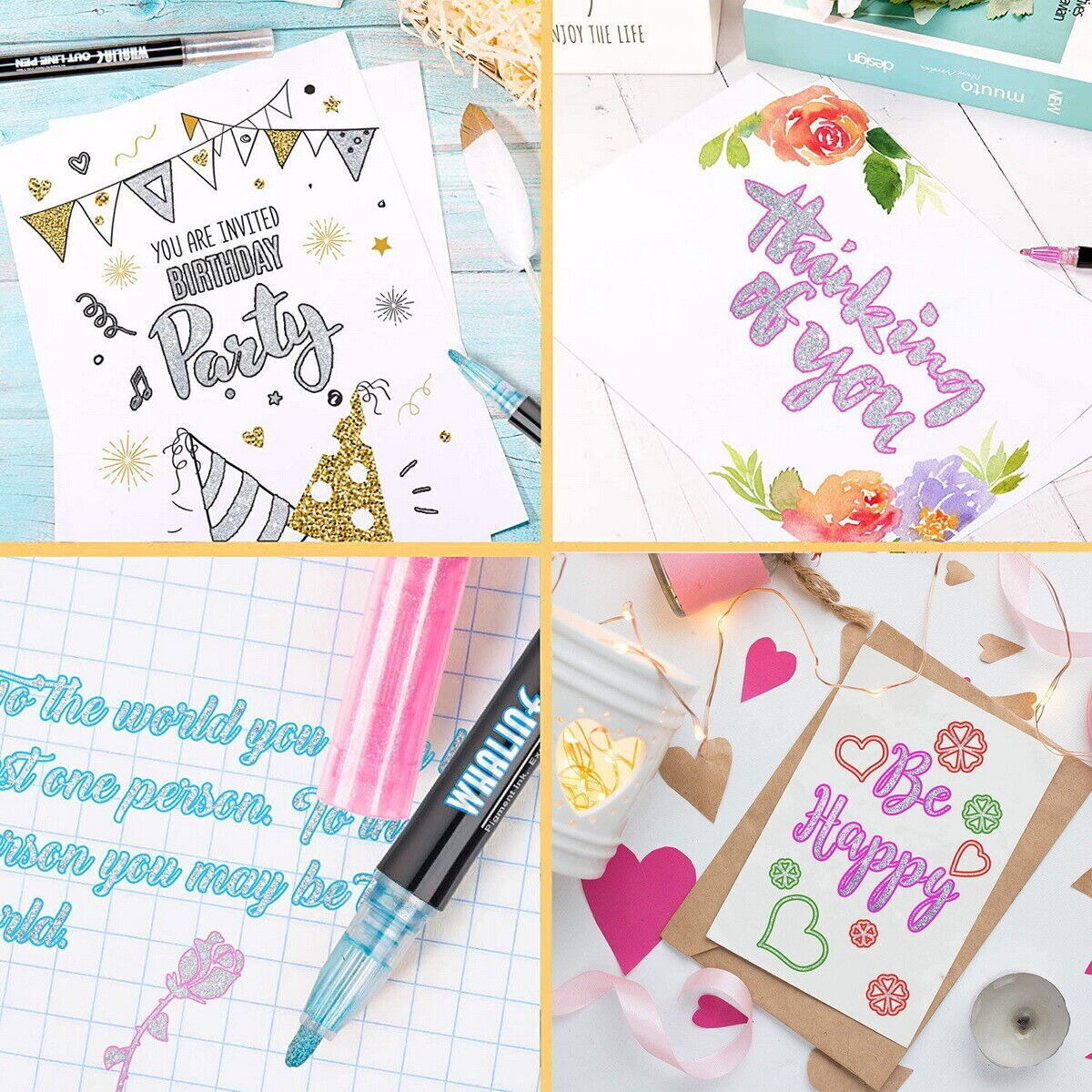 Colorful Outline Gel Markers Non Toxic - 12 Pieces - Default Title - Odeez | Educational Toys Pakistan 