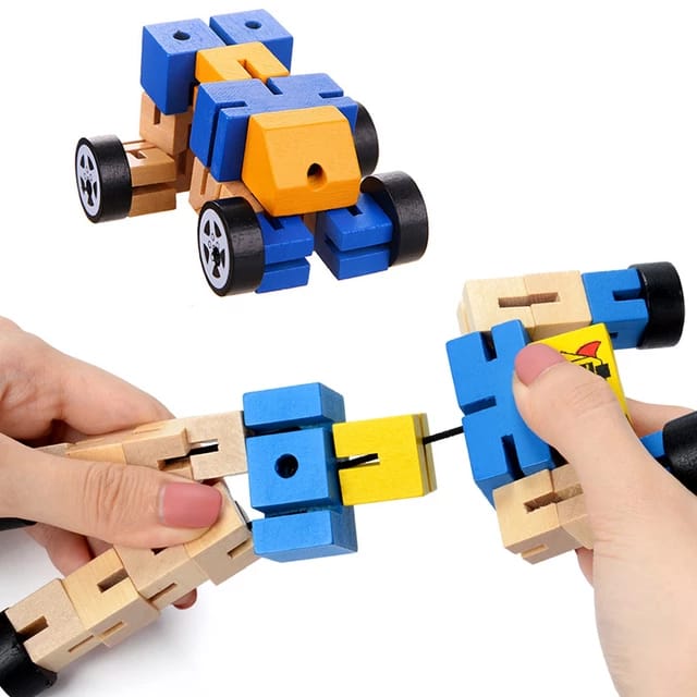 DIY Wooden Robot Transformation Twisting Blocks - 715 - Default Title - Odeez | Educational Toys Pakistan 
