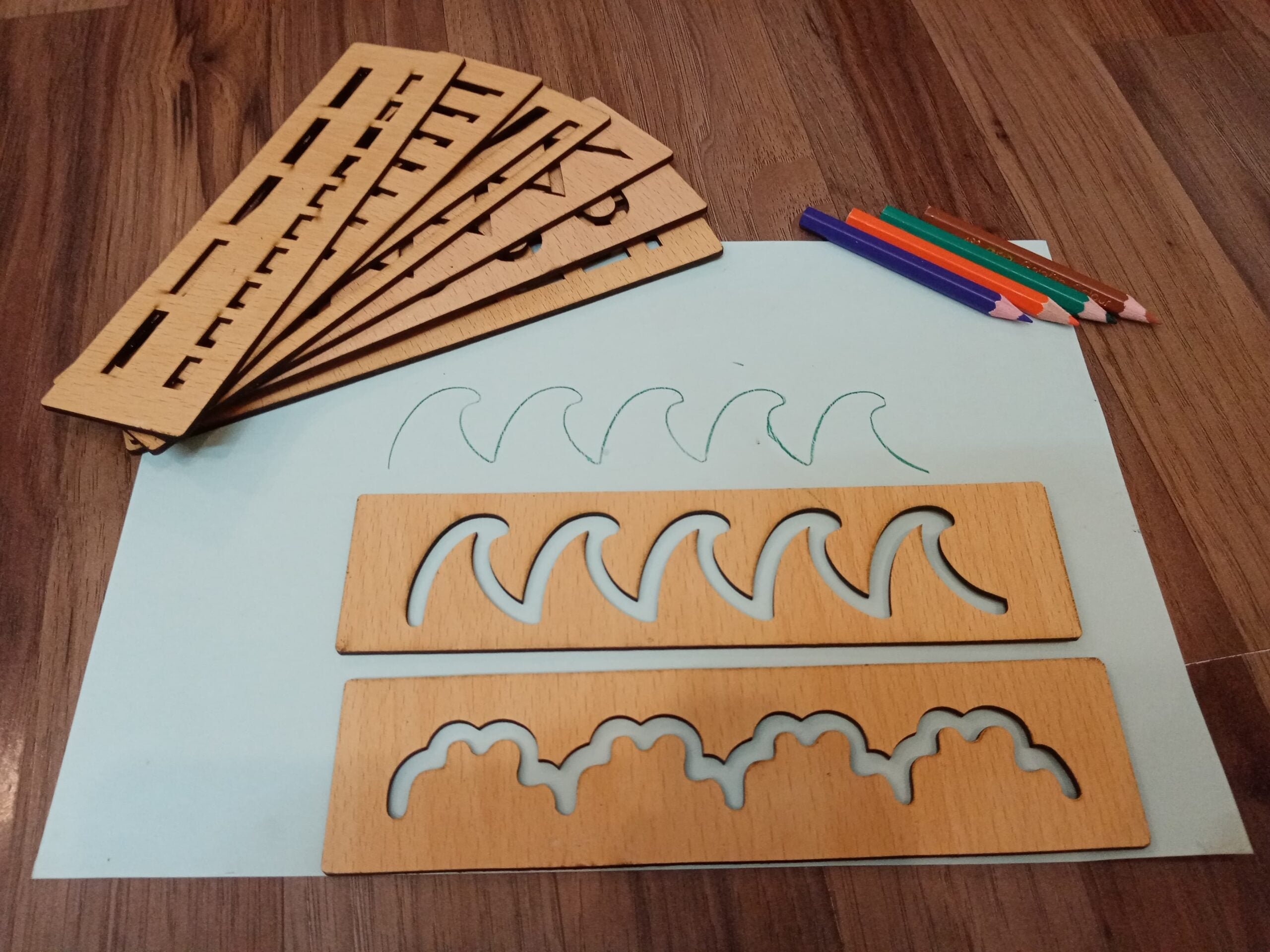 Wooden Montessori Pattern Stencil Set - 6 Scales - Default Title - Odeez | Educational Toys Pakistan 