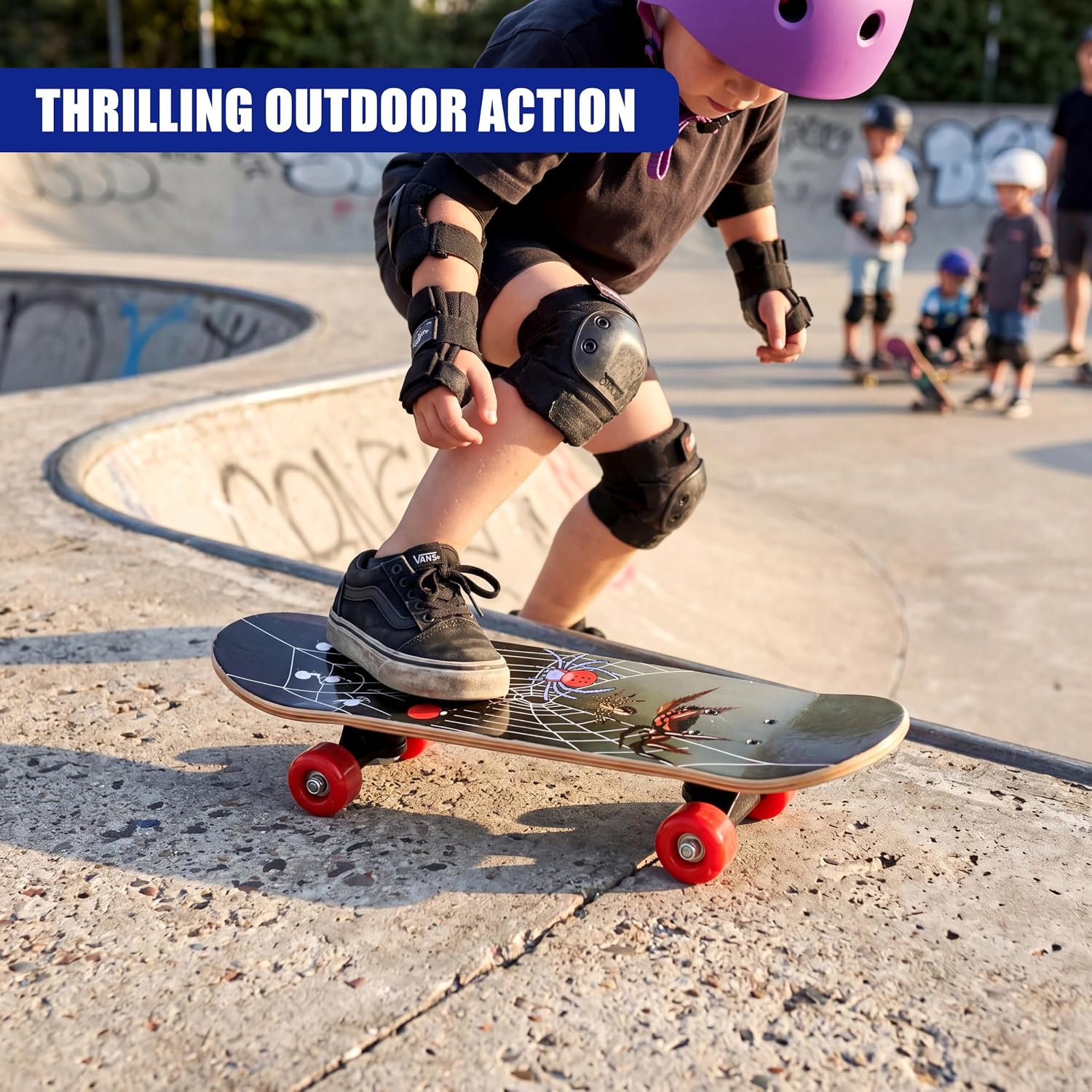 Skateboard for Kids Colorful Designs, Smooth Wheels and Outdoor Fun