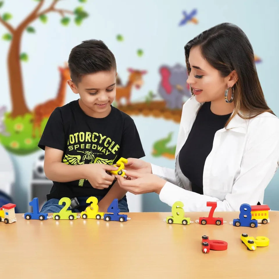 Wooden Colorful Numbers Train 0-9