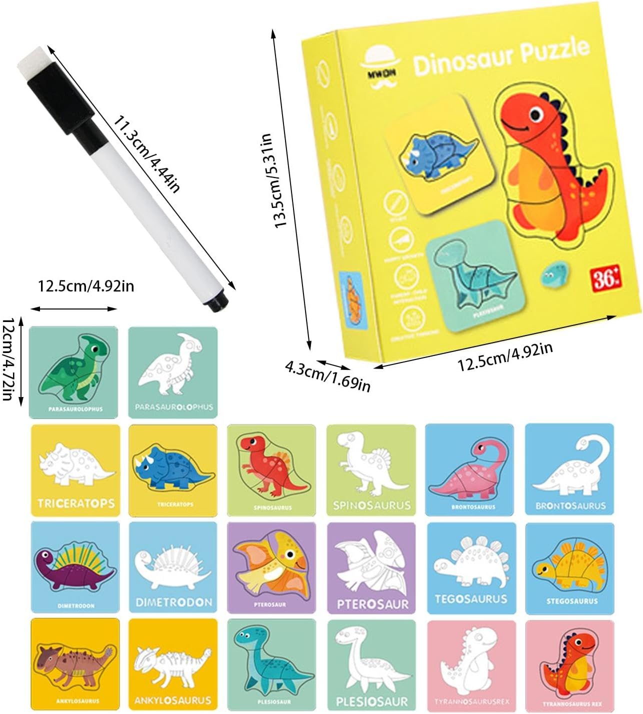 2in1 Jigsaw Puzzle Write and Wipe Cards - 569 - Dinosaur-Animal-Vegetable-Traffic - Odeez | Educational Toys Pakistan 
