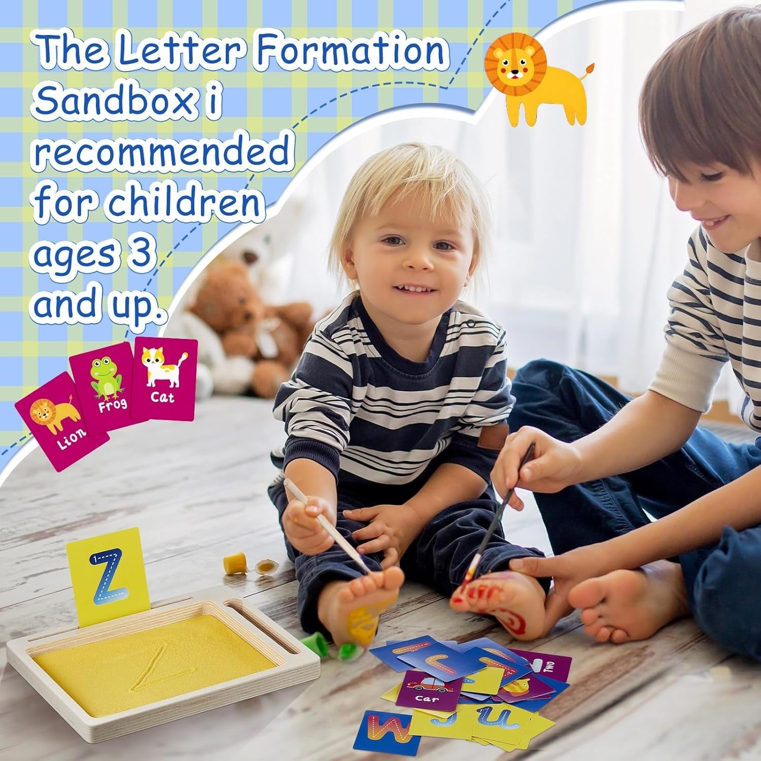 Montessori Wooden Sand Tray Tracing Preschool Kit - 138 - Default Title - Odeez | Educational Toys Pakistan 