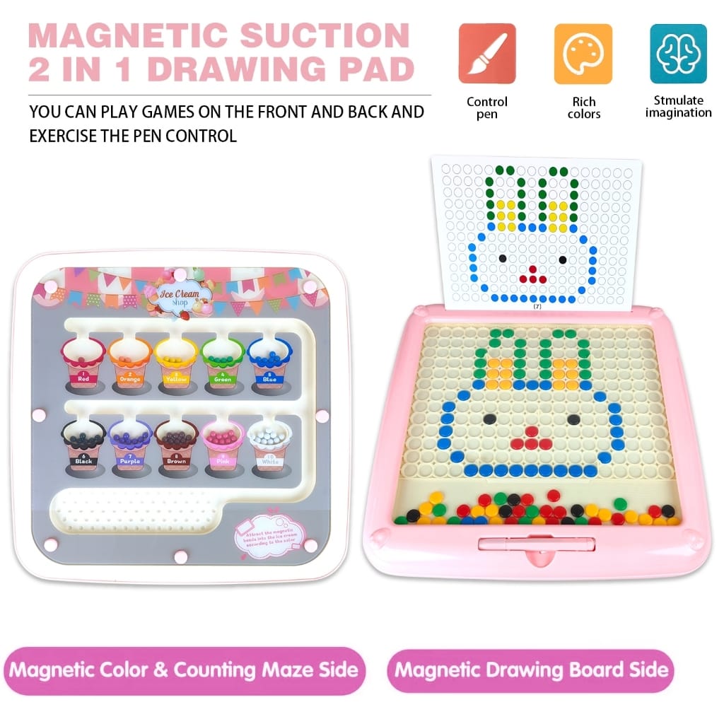 2in1 Magnetic Bead Maze Color Sorting and Drawing Board - 134 - Default Title - Odeez | Educational Toys Pakistan 