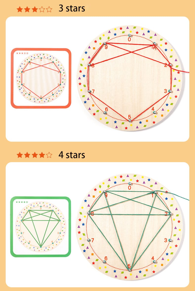 Wooden Geoboard Thread Winding Pattern Kit - 579 - Default Title - Odeez | Educational Toys Pakistan 