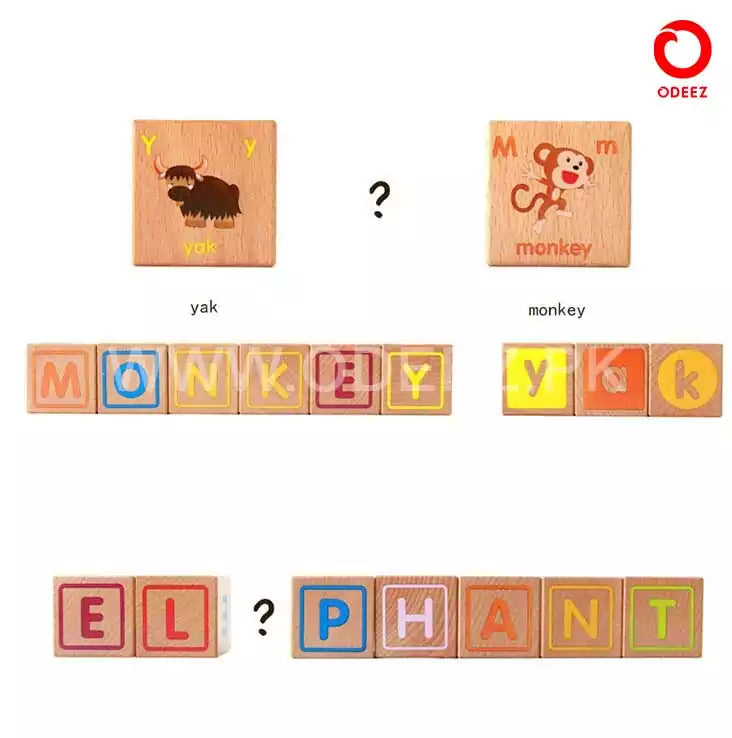 ABC Solid Wooden Building Blocks With Multiple Activities - Default Title - Odeez | Educational Toys Pakistan 
